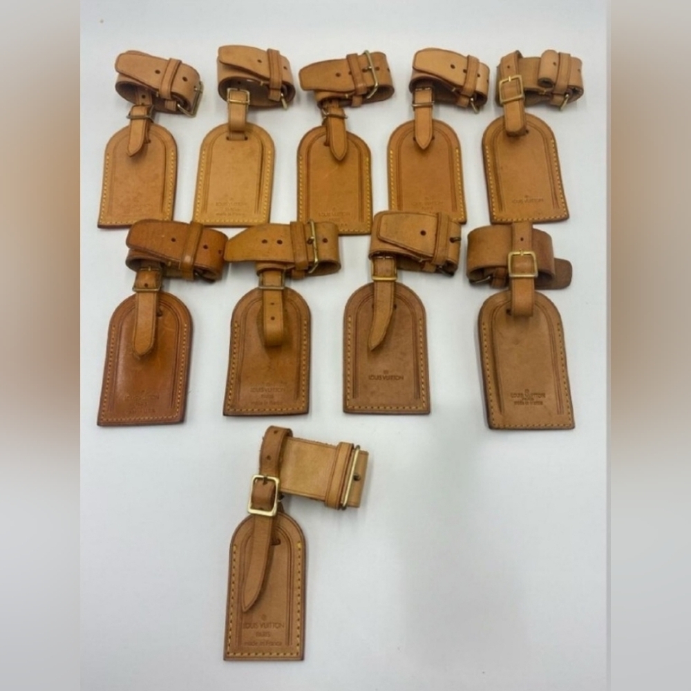 Lots Of Louis Vuitton Tan Leather Luggage Tags with Poignants 20 pcs Total OBO